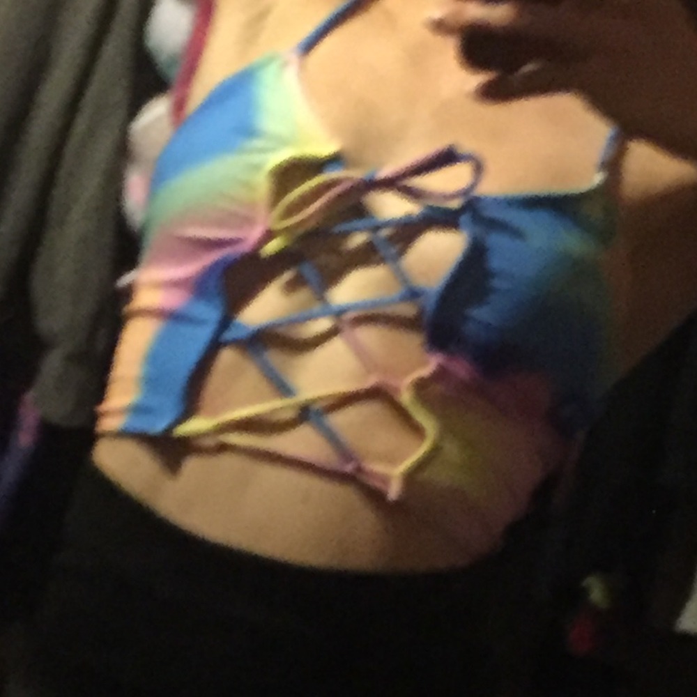 Rainbow Rave Lace-Up Top - Picture 4 of 8